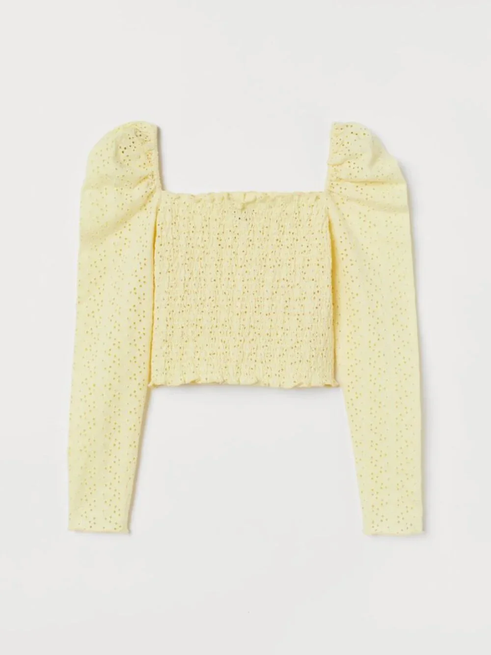 H&M Smocked Top with Embroidery in Yellow - sz 4